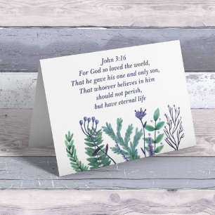 Beautiful Easter Bible Verse John 3:16 Floral Holiday Card
