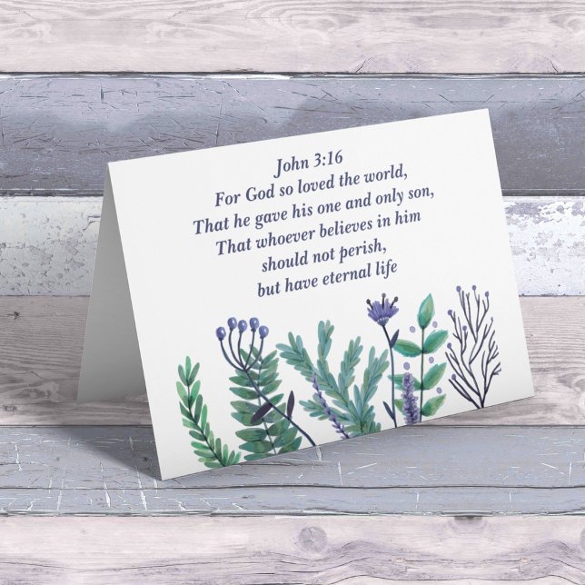 Beautiful Easter Bible Verse John 3:16 Floral Holiday Card (Creator Uploaded)
