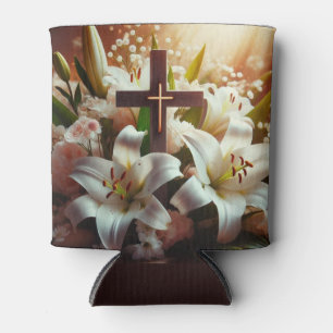 Beautiful Easter lily cross Can Cooler