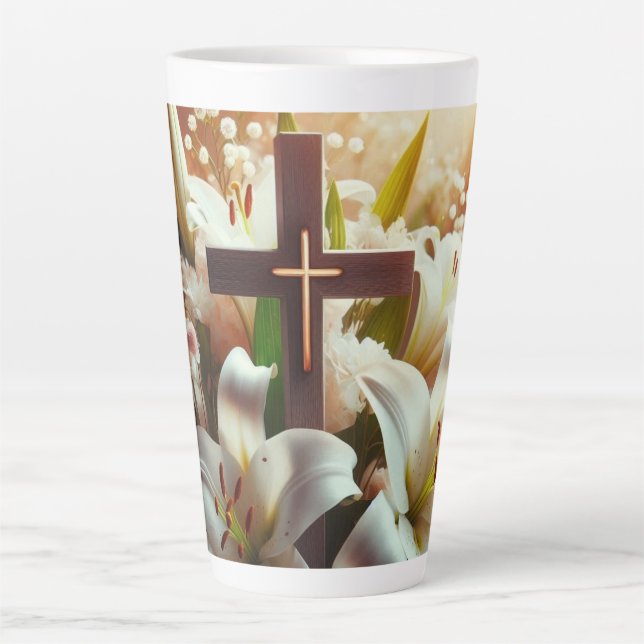 Beautiful Easter lily cross Latte Mug (Front)