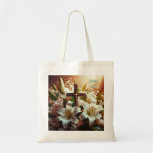 Beautiful Easter lily cross Tote Bag