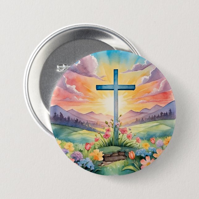 Beautiful Easter Watercolor Art 7.5 Cm Round Badge (Front & Back)