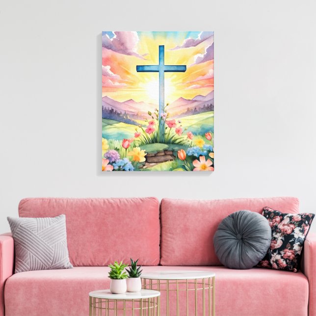Beautiful Easter Watercolor Art Canvas Print (Insitu(LivingRoom))