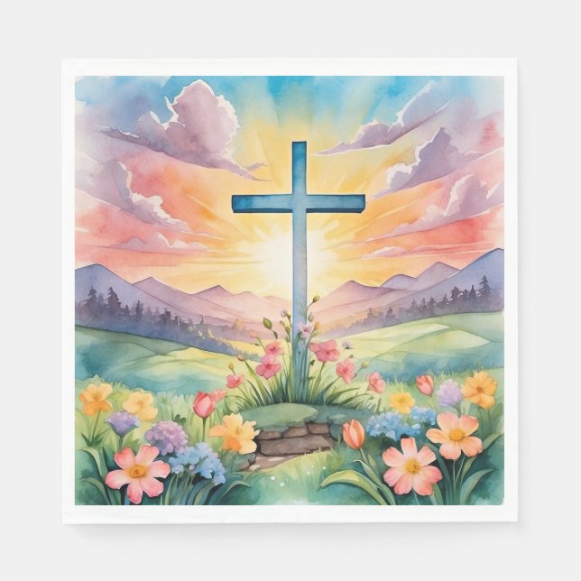 Beautiful Easter Watercolor Art Napkin (Front)