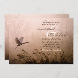 Beautiful Egret, White Heron Flying Wedding Invitation