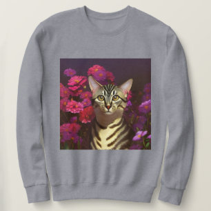 Beautiful Egyptian Mau Cat in a Night Garden   Sweatshirt