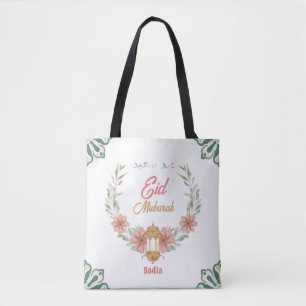 Beautiful Eid Mubarak  Ramadan  Flowers  With Lamp Tote Bag