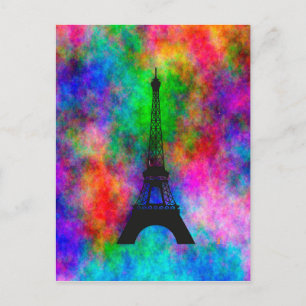 Beautiful Eiffel tower Paris colourful cloth Postcard