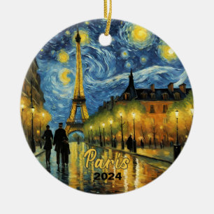 Beautiful Eiffel Tower Paris Souvenir Ceramic Tree Decoration