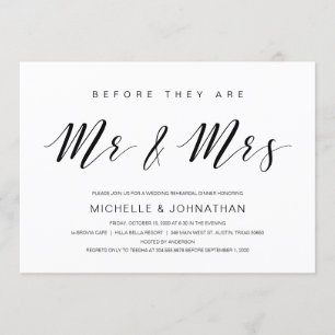 Beautiful Elegance, Black Script, Rehearsal Dinner Invitation