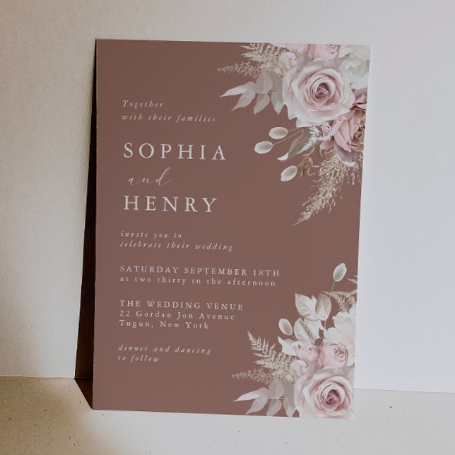 Beautiful Elegance: Blush Floral Roses Wedding Invitation (Creator Uploaded)
