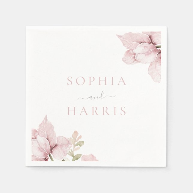 Beautiful Elegance Blush Floral Wedding Napkin (Front)