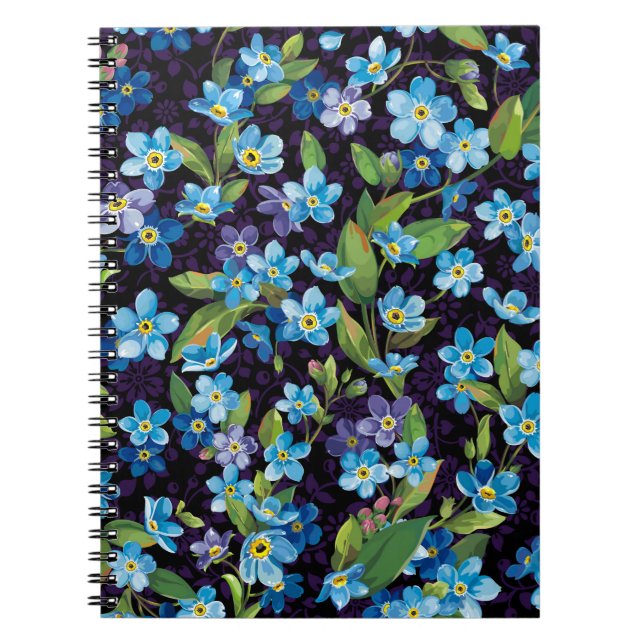 Beautiful elegance forget me not seamless pattern notebook (Front)