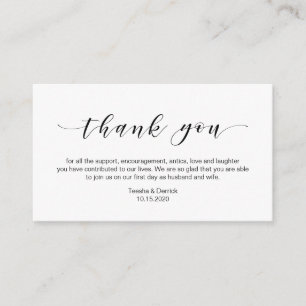 Beautiful Elegance, in Black, Wedding Thank you Enclosure Card