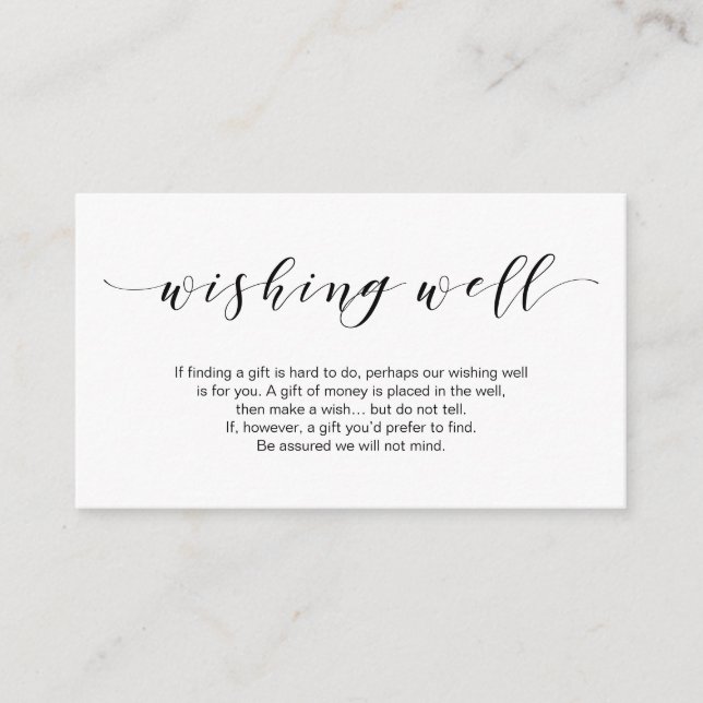 Beautiful Elegance, in Black, Wedding Wishing Well Enclosure Card (Front)