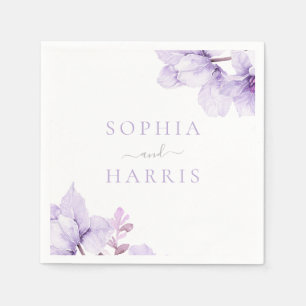 Beautiful Elegance Purple Floral Wedding Napkin