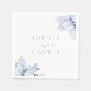 Beautiful Elegance Sky Blue Floral Wedding Napkin