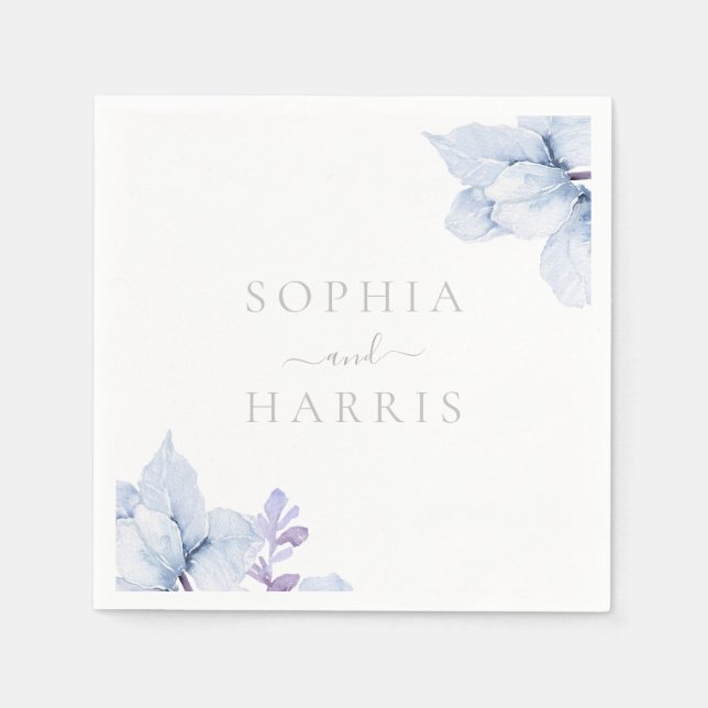 Beautiful Elegance Sky Blue Floral Wedding Napkin (Front)