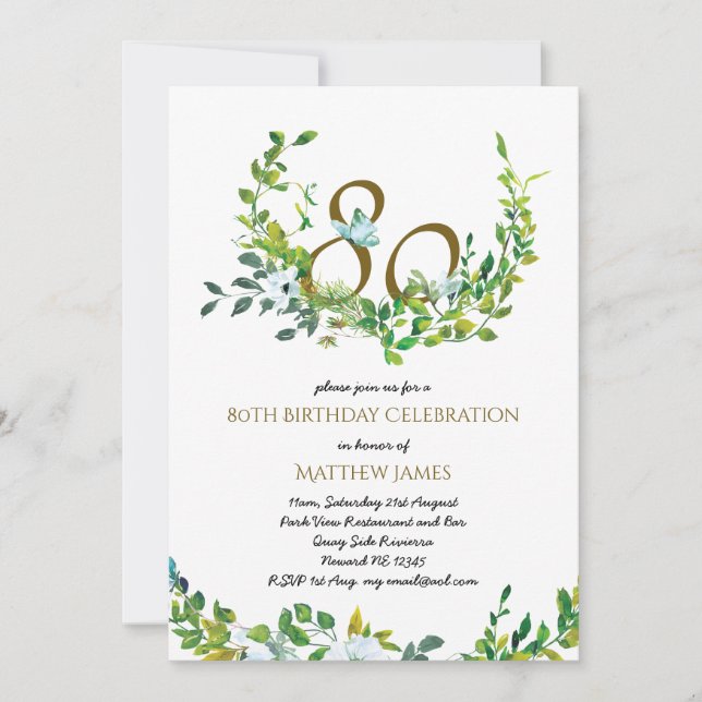 Beautiful Elegant 80th Birthday Invitations Mother (Front)