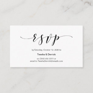 Beautiful Elegant, Black Script, Wedding RSVP Enclosure Card