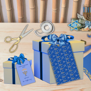 Beautiful Elegant Blue Hanukkah Menorah Gift Tags