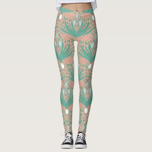 Beautiful elegant bold snowdrops  leggings (Front)
