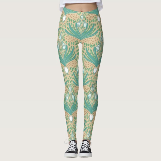 Beautiful elegant bold snowdrops  leggings (Front)