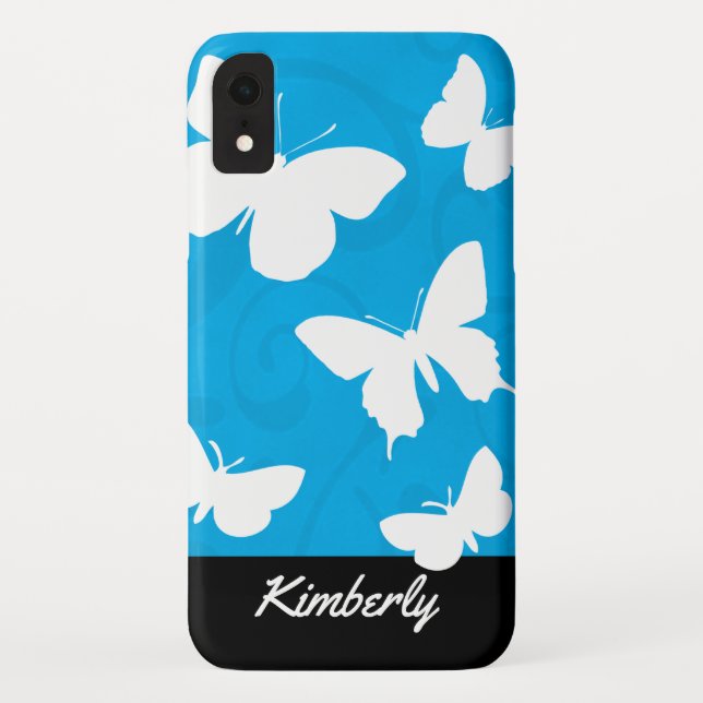 Beautiful Elegant butterflies Monogram Case-Mate iPhone Case (Back)