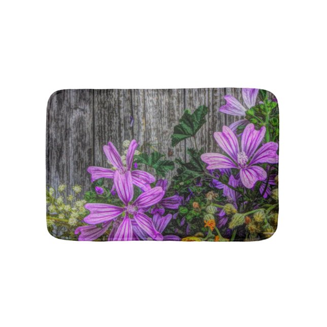 Beautiful Elegant Colourful Wild Flowers Bath Mat (Front)
