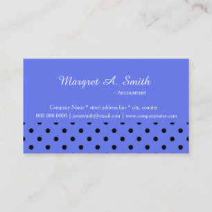 Beautiful, elegant, cool black and blue polka dots business card