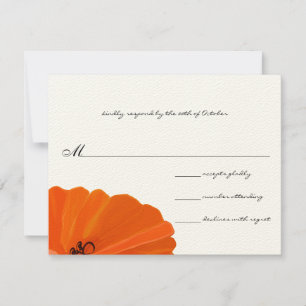 Beautiful Elegant Coral Poppy Wedding RSVP Invitation