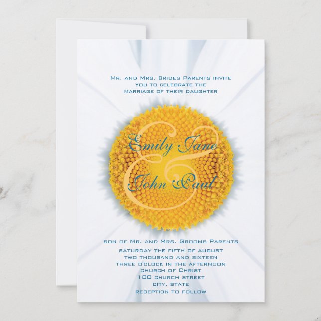 Beautiful Elegant Daisy Wedding Invitation (Front)