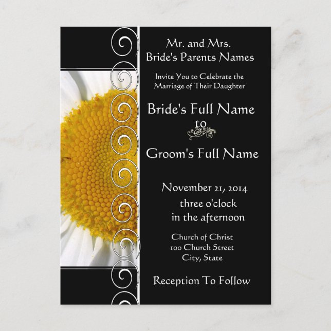 Beautiful Elegant Daisy Wedding Invitation (Front)