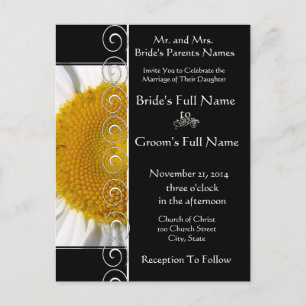 Beautiful Elegant Daisy Wedding Invitation Postcard
