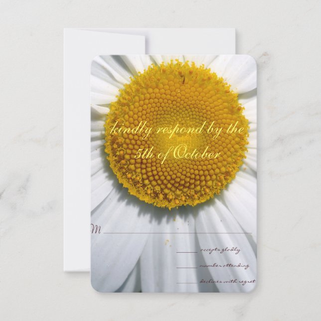 Beautiful Elegant Daisy Wedding RSVP (Front)