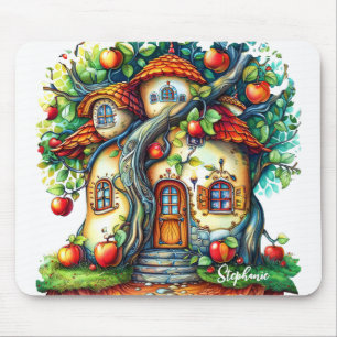 Beautiful Elegant Fantasy Apple Fruit House Mouse Pad