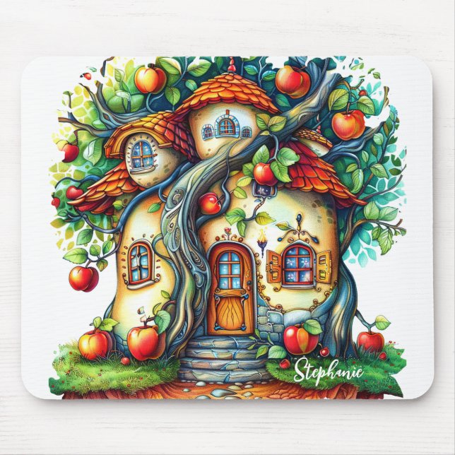 Beautiful Elegant Fantasy Apple Fruit House Mouse Pad (Front)