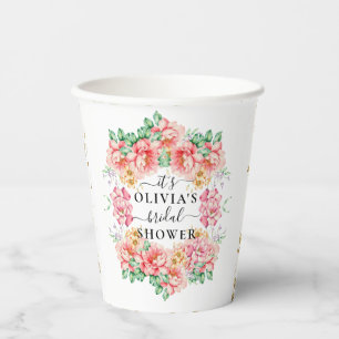 Beautiful Elegant Floral Bridal Shower Paper Cups
