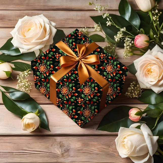 Beautiful, Elegant Floral Damask Christmas Holiday Wrapping Paper (Creator Uploaded)