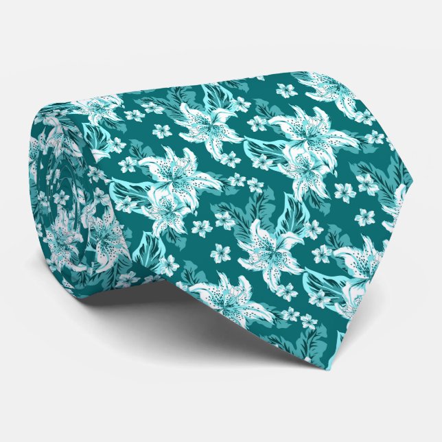 Beautiful elegant flower pattern  tie (Rolled)