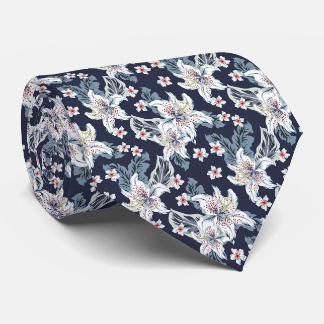 Beautiful elegant flower pattern  tie (Rolled)
