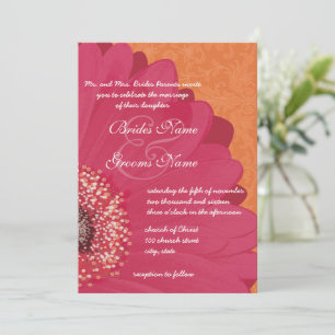 Beautiful Elegant Gerber Daisy Wedding Invitation
