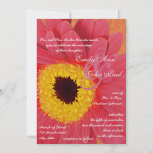 Beautiful Elegant Gerber Daisy Wedding Invitation