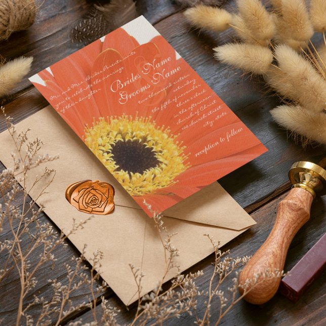 Beautiful Elegant Gerber Daisy Wedding Invitation (Creator Uploaded)