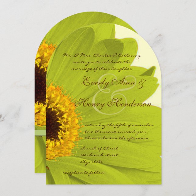 Beautiful Elegant Gerber Daisy Wedding Invitation (Front/Back)
