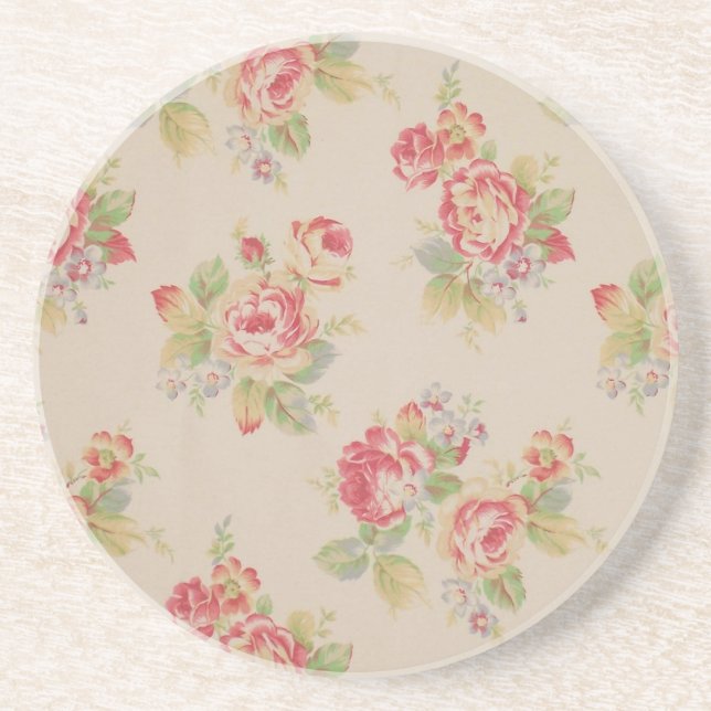 Beautiful elegant girly vintage floral pattern coaster (Front)
