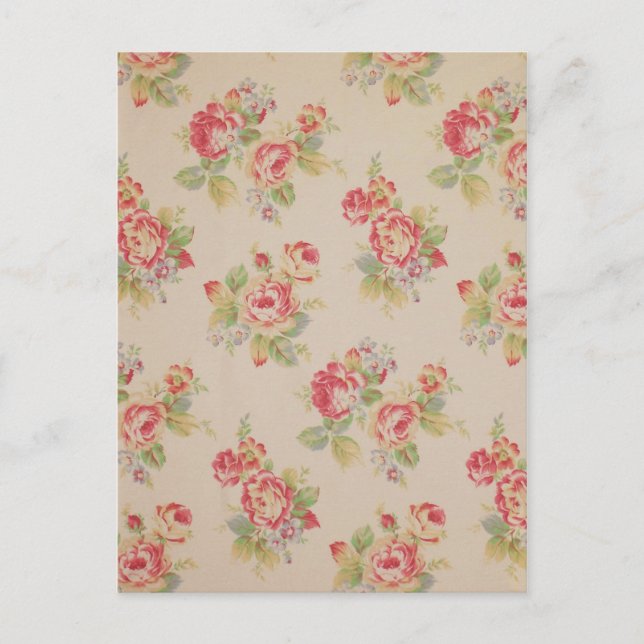 Beautiful elegant girly vintage floral pattern postcard (Front)