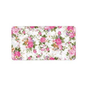 Beautiful elegant girly vintage roses flowers label