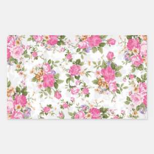 Beautiful elegant girly vintage roses flowers rectangular sticker