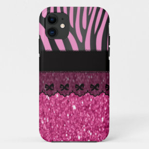 Beautiful elegant girly  zebra lace glitter Case-Mate iPhone case